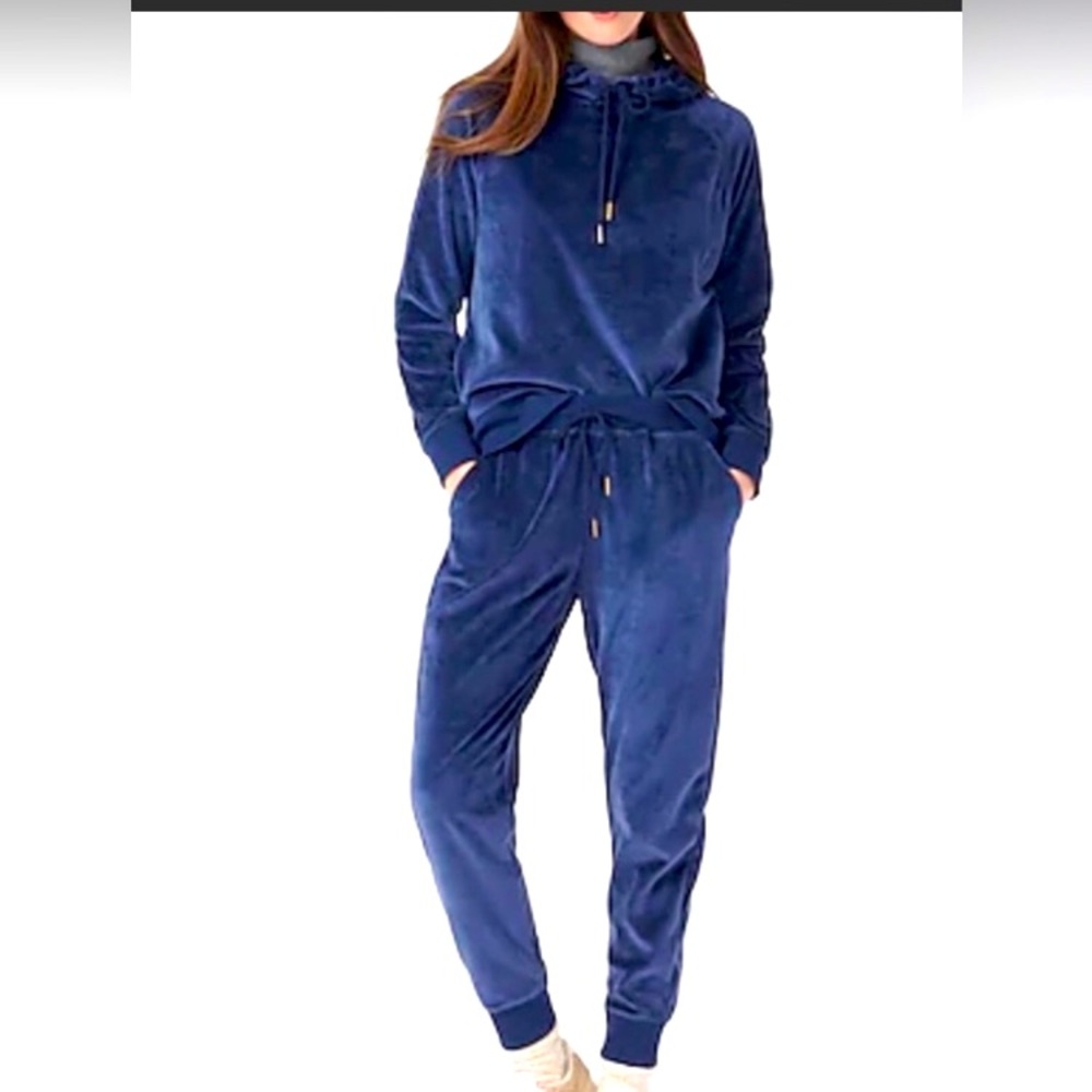 J.crew Velour hoodie and joggers sweatpants navy XS